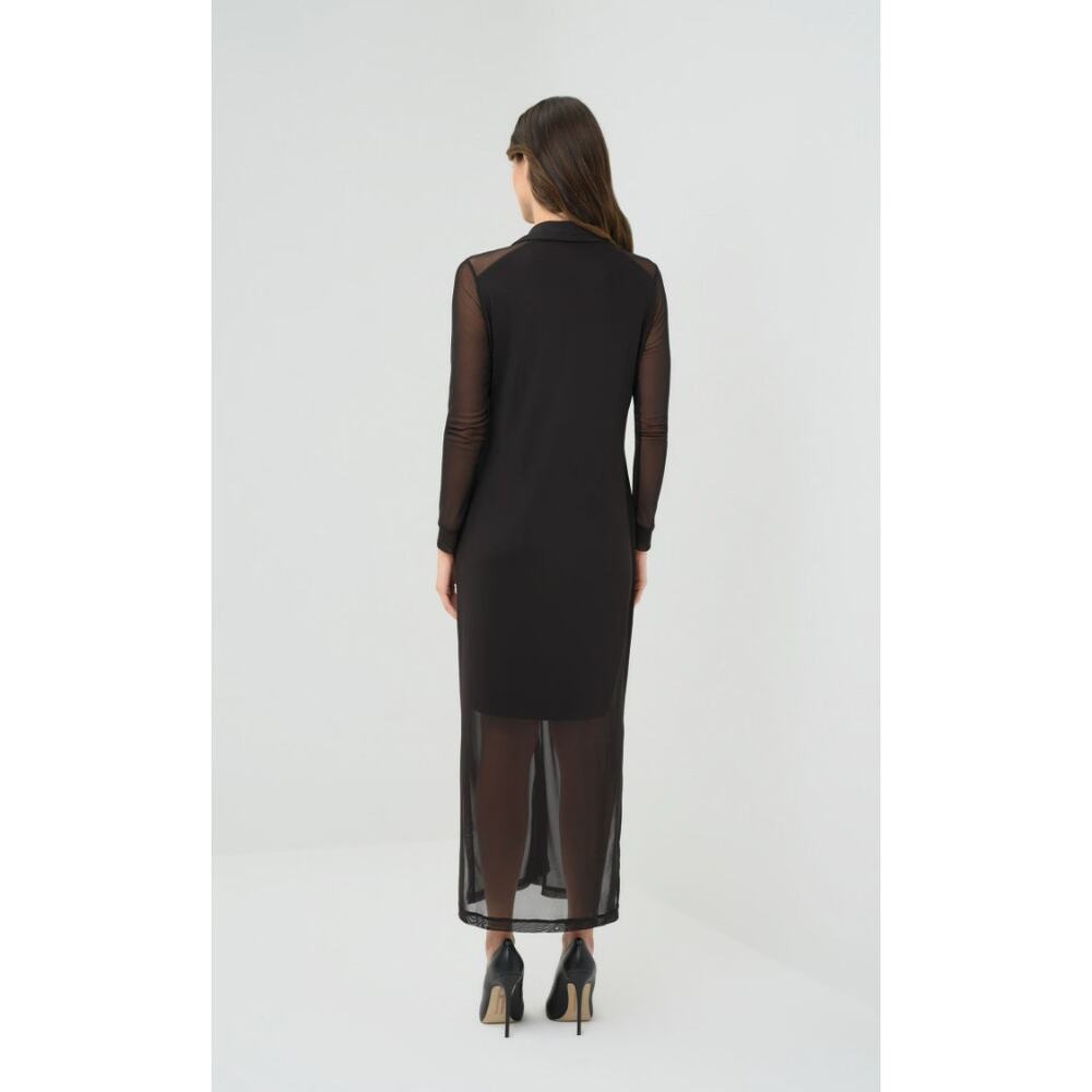 Anatomie Dress Small Colette Mesh Overlay Shirt Maxi Black Sheer Elegant Chic - Picture 6 of 16